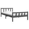 Cadre de lit sans matelas gris bois massif 100x200 cm 