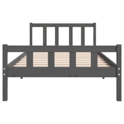 Cadre de lit sans matelas gris bois massif 100x200 cm 