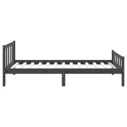 Cadre de lit sans matelas gris bois massif 100x200 cm 