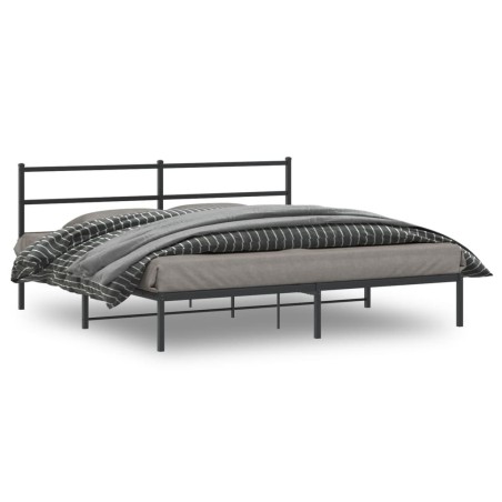Cadre de lit métal sans matelas avec tête de lit noir 193x203cm 