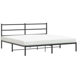 Cadre de lit métal sans matelas avec tête de lit noir 193x203cm 
