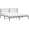 Cadre de lit métal sans matelas avec tête de lit noir 193x203cm 