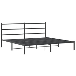 Cadre de lit métal sans matelas avec tête de lit noir 193x203cm 