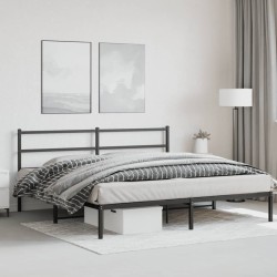 Cadre de lit métal sans matelas avec tête de lit noir 193x203cm 