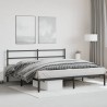 Cadre de lit métal sans matelas avec tête de lit noir 193x203cm 