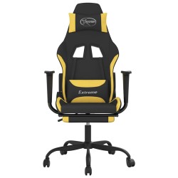 Chaise de jeu de massage avec repose-pied Noir et jaune Tissu 
