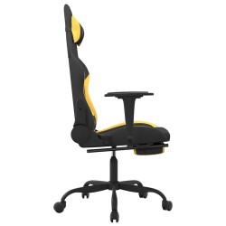 Chaise de jeu de massage avec repose-pied Noir et jaune Tissu 