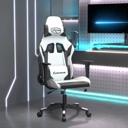 Chaise de jeu Blanc et noir Similicuir 