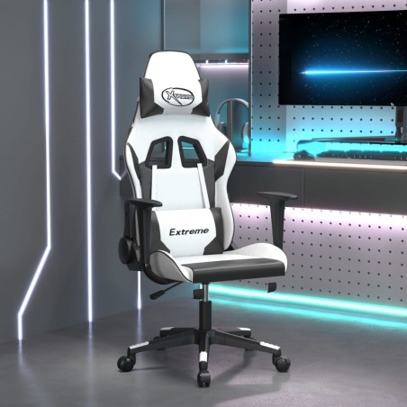 Chaise de jeu Blanc et noir Similicuir 