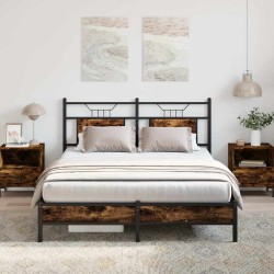 Cadre de lit sans matelas chêne fumé 137x190 cm bois ingénierie 