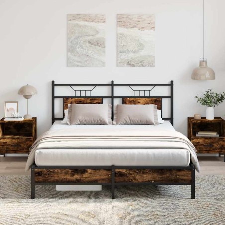Cadre de lit sans matelas chêne fumé 137x190 cm bois ingénierie 