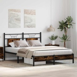 Cadre de lit sans matelas chêne fumé 137x190 cm bois ingénierie 
