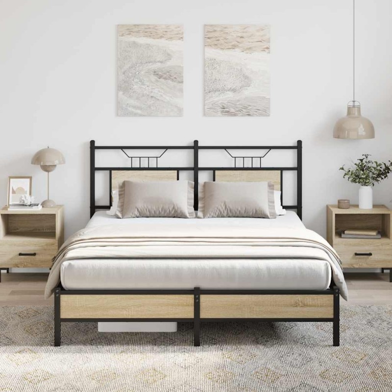 Cadre de lit sans matelas chêne sonoma 137x190 cm 