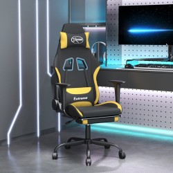Chaise de jeu avec repose-pied Noir et jaune Tissu 