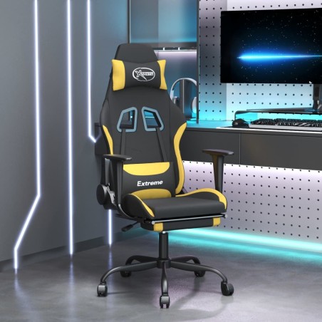 Chaise de jeu avec repose-pied Noir et jaune Tissu 