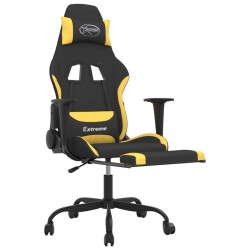 Chaise de jeu avec repose-pied Noir et jaune Tissu 