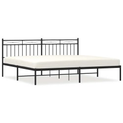 Cadre de lit métal sans matelas avec tête de lit noir 193x203cm 