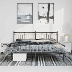 Cadre de lit métal sans matelas avec tête de lit noir 193x203cm 