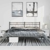 Cadre de lit métal sans matelas avec tête de lit noir 193x203cm 