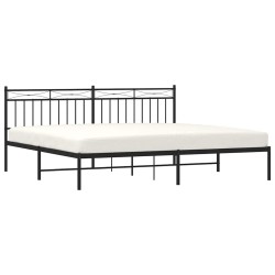 Cadre de lit métal sans matelas avec tête de lit noir 193x203cm 