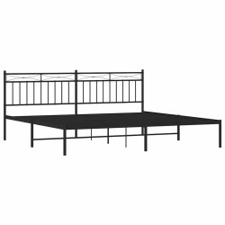 Cadre de lit métal sans matelas avec tête de lit noir 193x203cm 