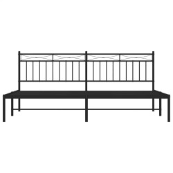 Cadre de lit métal sans matelas avec tête de lit noir 193x203cm 