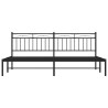 Cadre de lit métal sans matelas avec tête de lit noir 193x203cm 