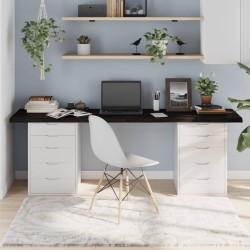 Dessus de table marron foncé bois chêne massif traité 
