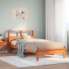 Lit bibliothèque sans matelas cire marron 75x190 cm pin massif 