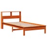 Lit bibliothèque sans matelas cire marron 75x190 cm pin massif 