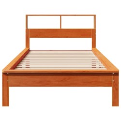 Lit bibliothèque sans matelas cire marron 75x190 cm pin massif 