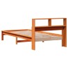 Lit bibliothèque sans matelas cire marron 75x190 cm pin massif 