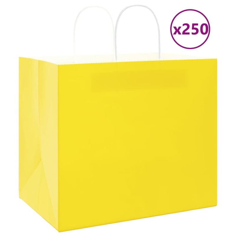 Sacs en papier 250 pcs avec poignées jaune 32x22x28 cm 