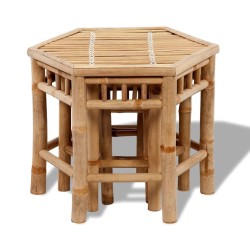 Tabourets de jardin lot de 3 bambou 