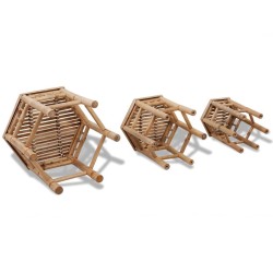 Tabourets de jardin lot de 3 bambou 