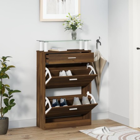 Armoire à chaussures Chêne marron 63x24x104cm Bois d'ingénierie 