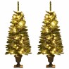 Arbres de Noël artificiels 2 pcs et couronne, guirlande et LED 
