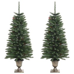 Arbres de Noël artificiels 2 pcs et couronne, guirlande et LED 