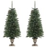 Arbres de Noël artificiels 2 pcs et couronne, guirlande et LED 