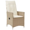 Chaise inclinable de jardin avec coussins beige résine tressée 