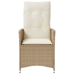 Chaise inclinable de jardin avec coussins beige résine tressée 