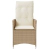 Chaise inclinable de jardin avec coussins beige résine tressée 