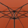 Parasol de jardin avec lumières LED et mât en métal terre cuite 