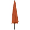 Parasol de jardin avec lumières LED et mât en métal terre cuite 