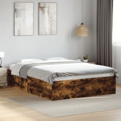 Cadre de lit sans matelas chêne fumé 120x190 cm 