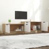 Meuble TV Blanc et chêne sonoma 158,5x36x45cm Bois d'ingénierie 