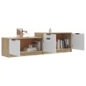 Meuble TV Blanc et chêne sonoma 158,5x36x45cm Bois d'ingénierie 
