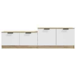 Meuble TV Blanc et chêne sonoma 158,5x36x45cm Bois d'ingénierie 