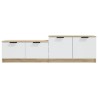 Meuble TV Blanc et chêne sonoma 158,5x36x45cm Bois d'ingénierie 