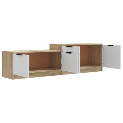 Meuble TV Blanc et chêne sonoma 158,5x36x45cm Bois d'ingénierie 
